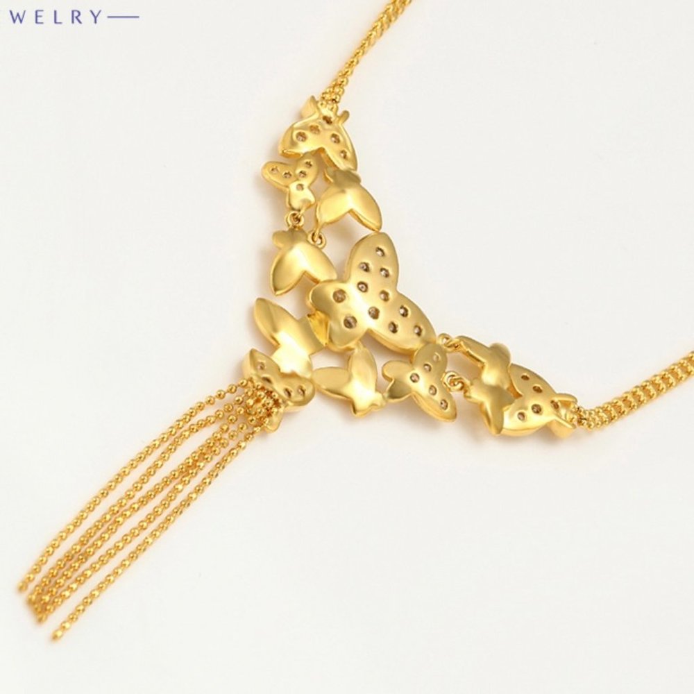 Elegant Butterfly Tassel 18KGP Necklace - Picture 5 of 10